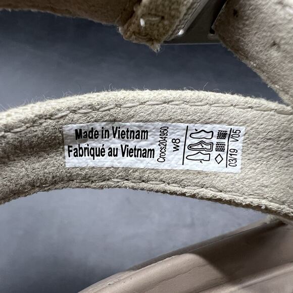 Crocs Sandals Womens 8 Leigh II Beige Strappy Wedge Platform Shoes - Picture 12 of 12